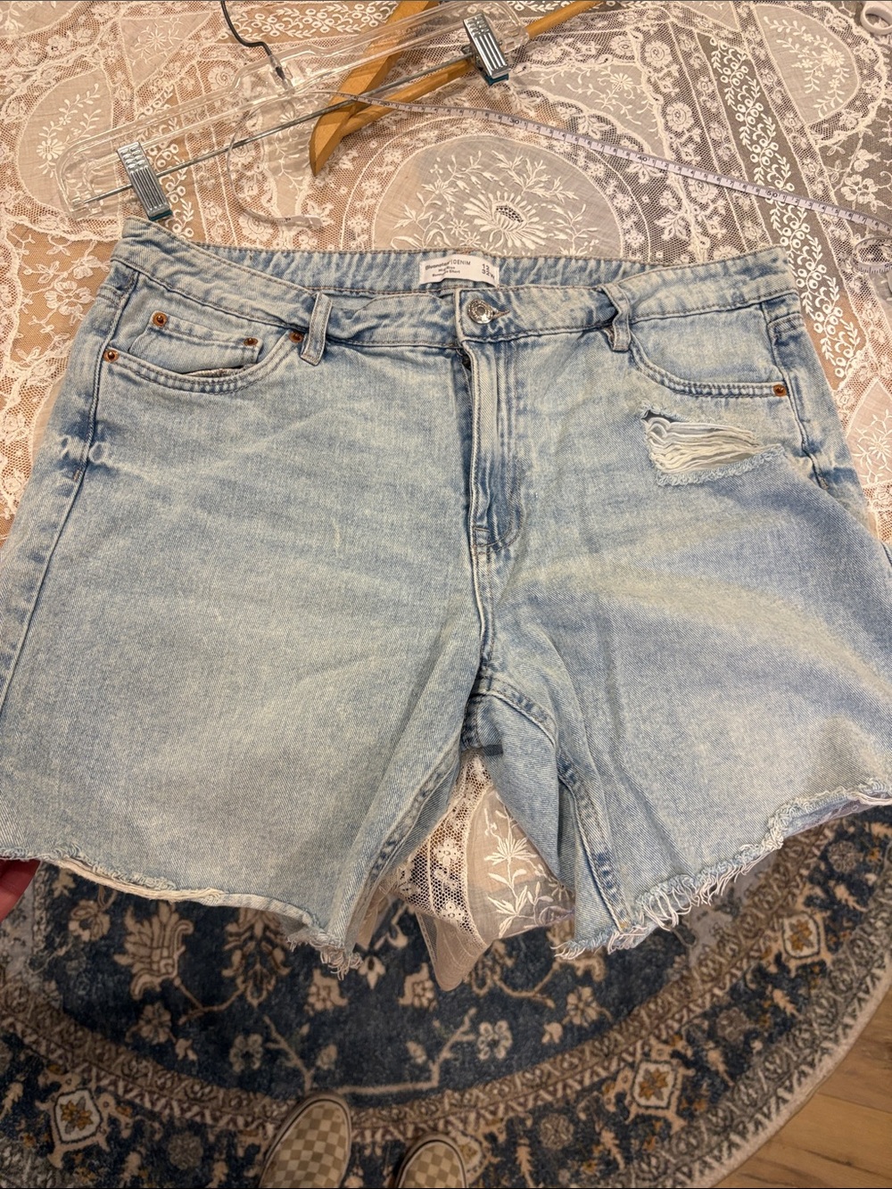 Light Blue Distressed Denim Shorts for Women